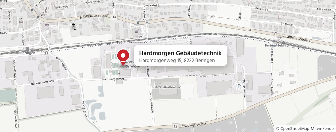 Karte: Hardmorgen Gebäudetechnik, Hardmorgenweg 15 in Beringen